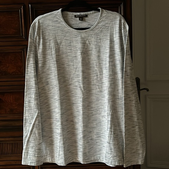 Light weight long sleeve Michael Kors casual top.  Navy lines on white material. - Picture 3 of 3
